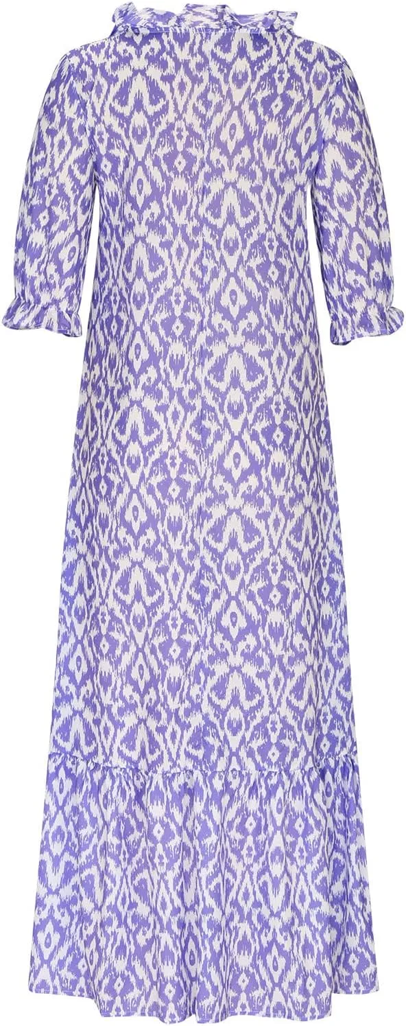 Summer Beach Dresses for Women Trendy Floral Printed Short Sleeve V Neck Maxi Dress Elegant Ladies Vacation Dress