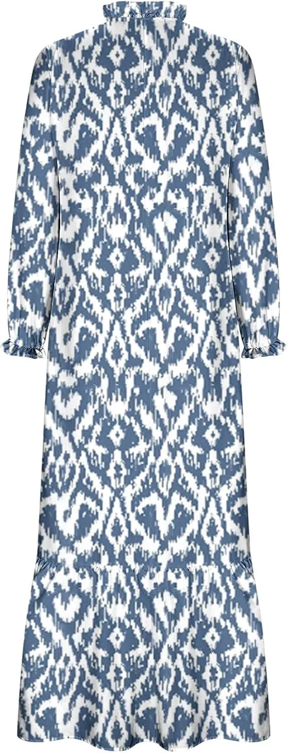 Summer Beach Dresses for Women Trendy Floral Printed Short Sleeve V Neck Maxi Dress Elegant Ladies Vacation Dress