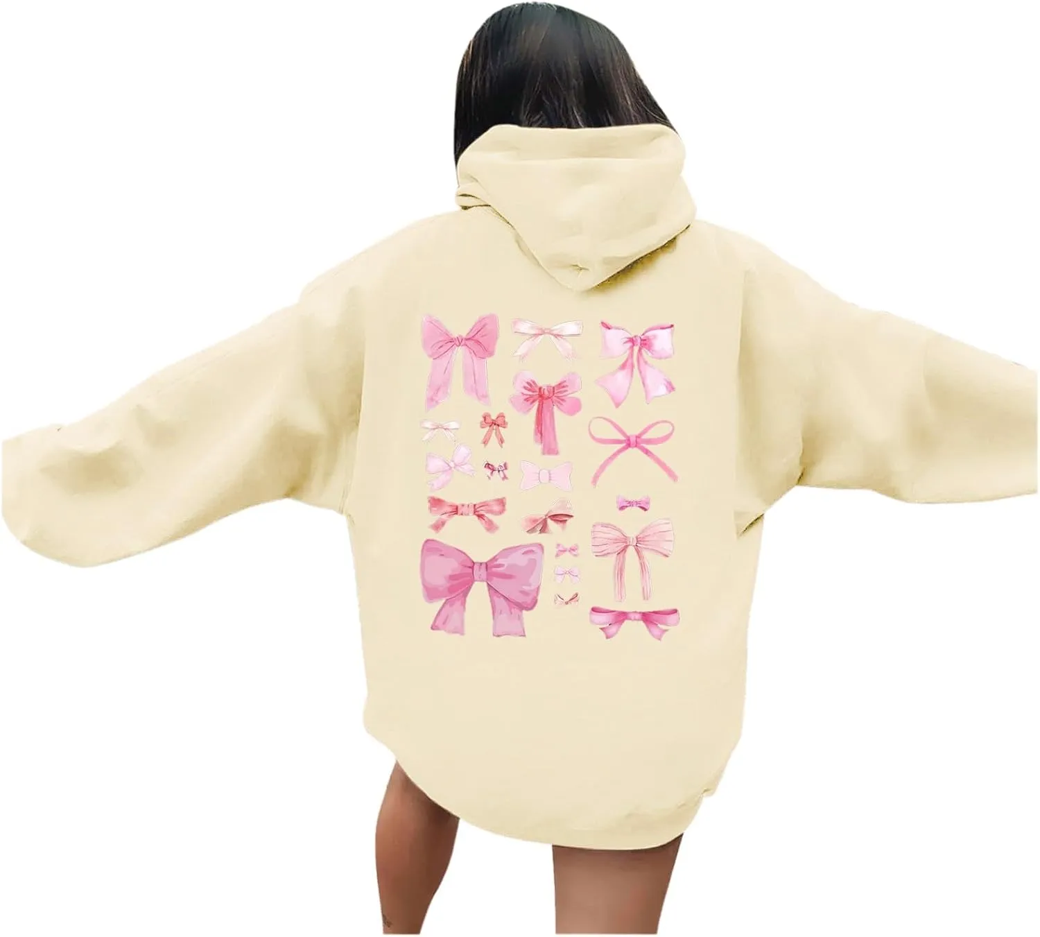 Sweatshirt for Women Trendy Cute Bow Hoodie Long Sleeve Preppy Clothes Casual Lightweight Hoodies Pullover