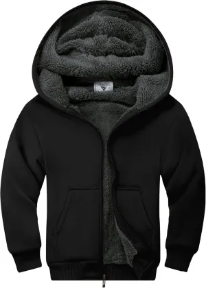 SWISSWELL Kids Fleece Hoodie Full Zip Hooded Sweatshirt Long Sleeve Cozy Jacket for Boys and Girls 6-15 Years Old