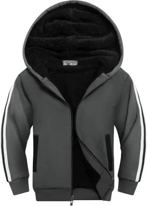 SWISSWELL Kids Fleece Hoodie Full Zip Hooded Sweatshirt Long Sleeve Cozy Jacket for Boys and Girls 6-15 Years Old