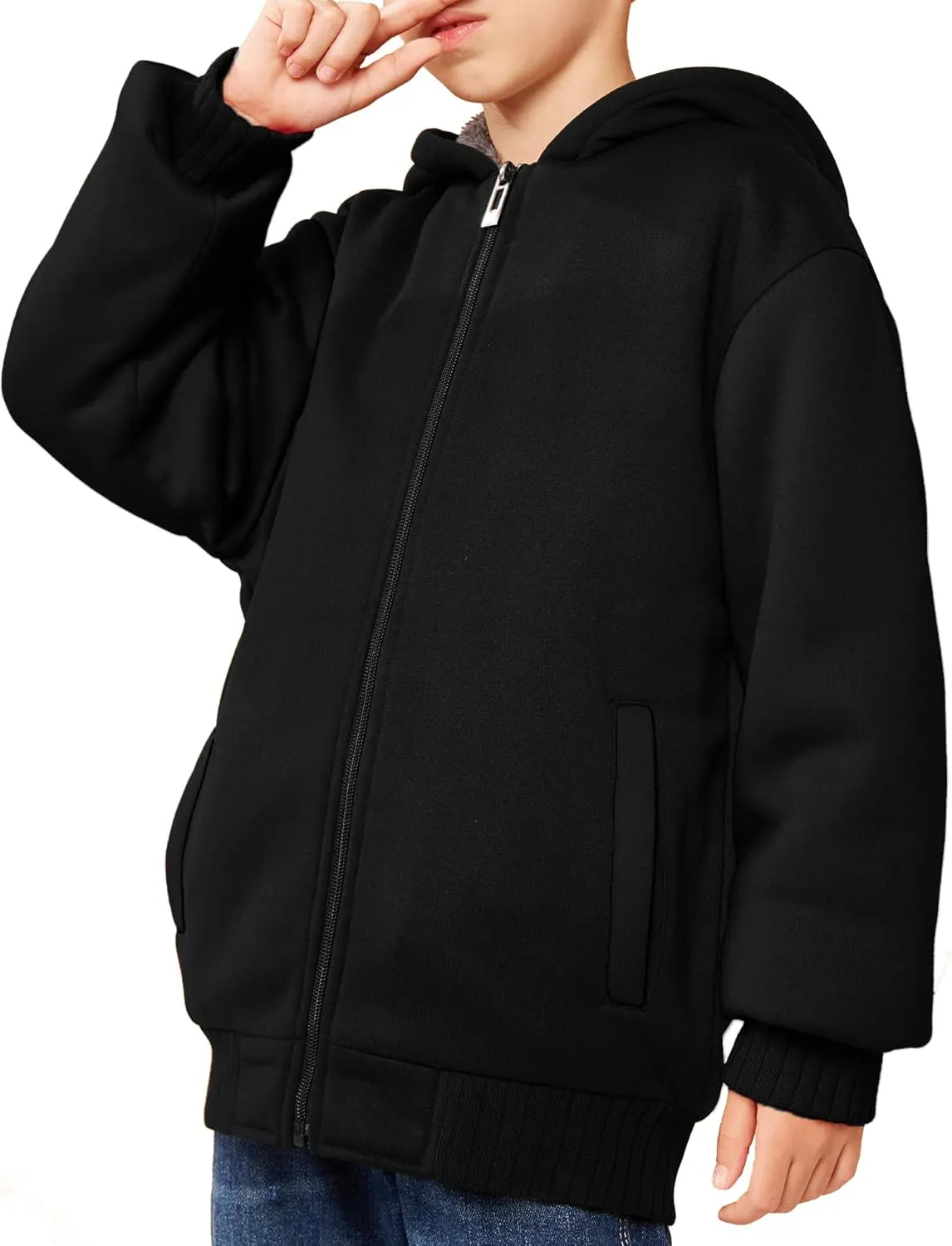 SWISSWELL Kids Fleece Hoodie Full Zip Hooded Sweatshirt Long Sleeve Cozy Jacket for Boys and Girls 6-15 Years Old