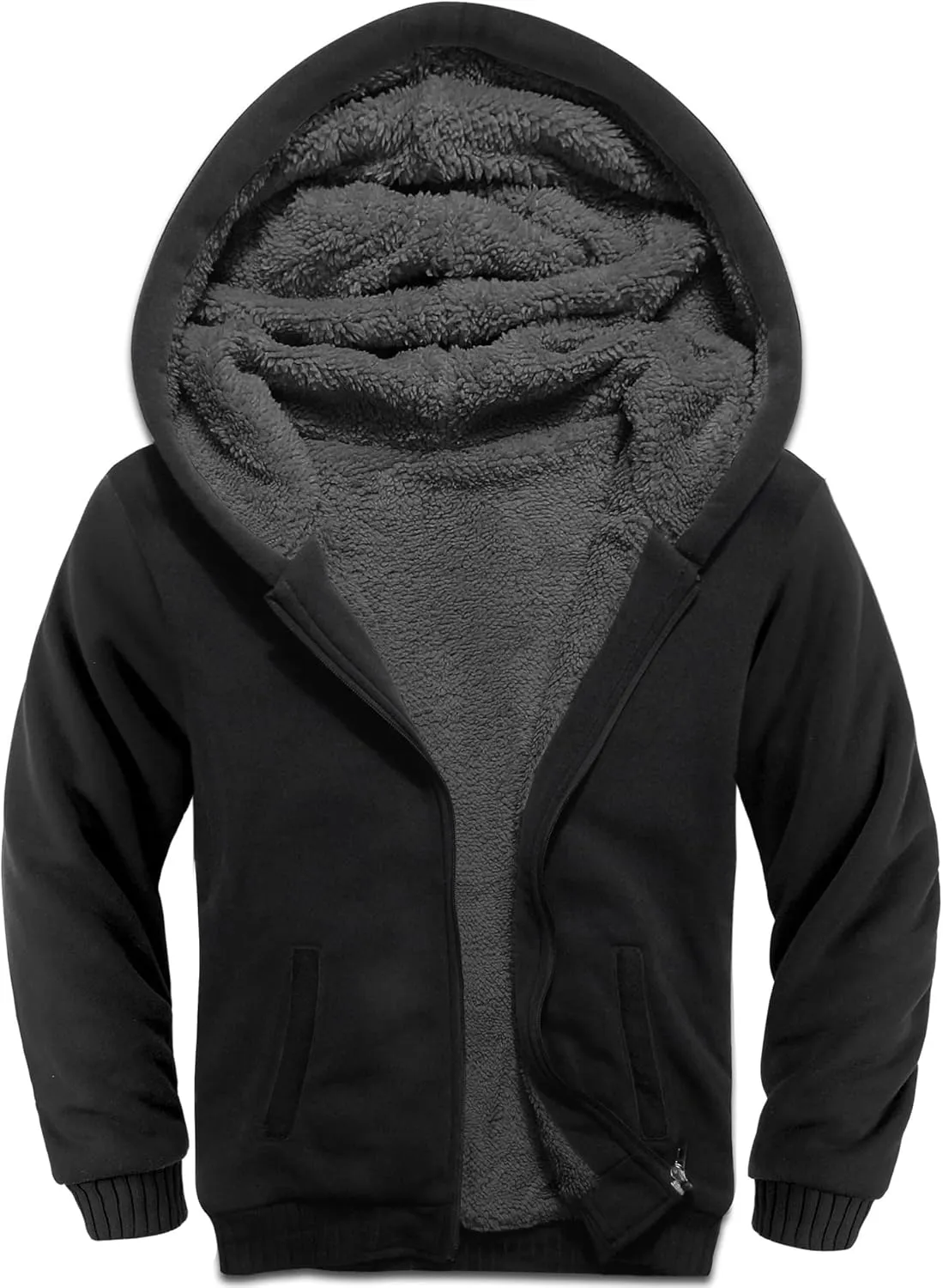 SWISSWELL Kids Fleece Hoodie Full Zip Hooded Sweatshirt Long Sleeve Cozy Jacket for Boys and Girls 6-15 Years Old