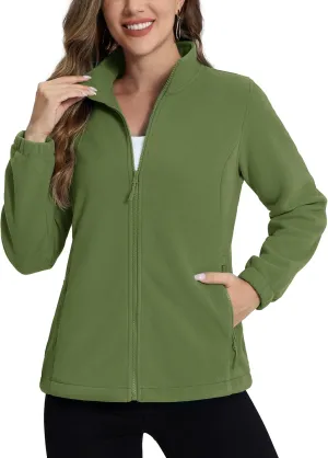 TACVASEN Women's Soft Fleece Jacket Lightweight Full Zip Sweatshirts Coat Casual Winter Warm Sweaters with Pockets