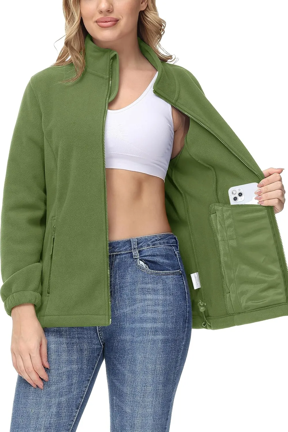 TACVASEN Women's Soft Fleece Jacket Lightweight Full Zip Sweatshirts Coat Casual Winter Warm Sweaters with Pockets