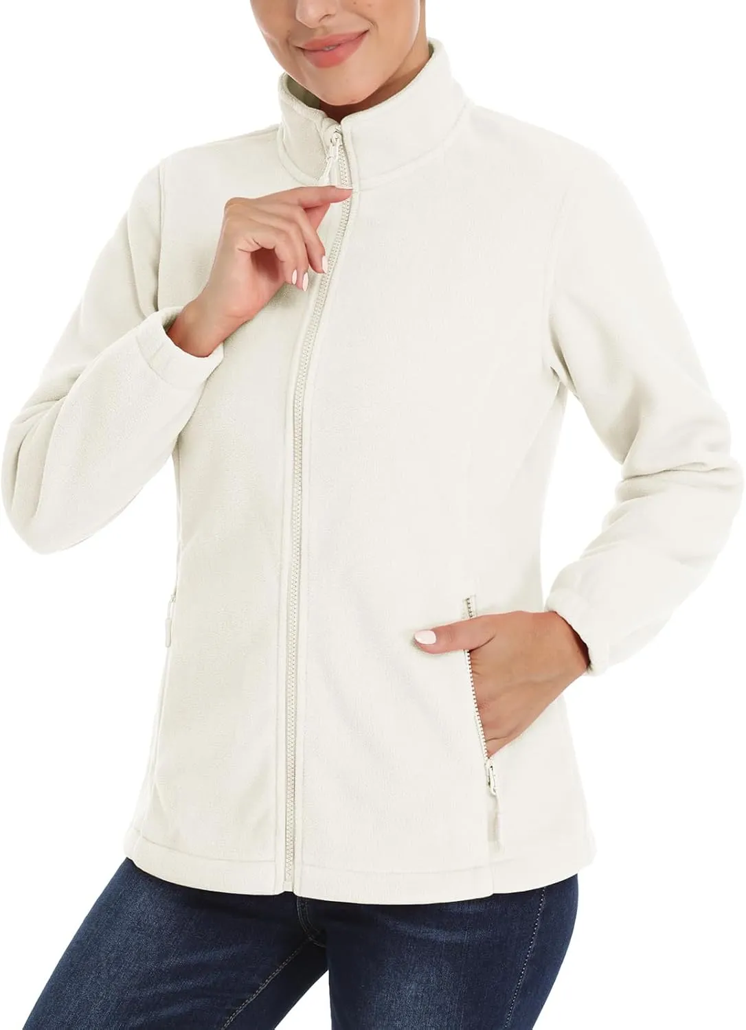 TACVASEN Women's Soft Fleece Jacket Lightweight Full Zip Sweatshirts Coat Casual Winter Warm Sweaters with Pockets