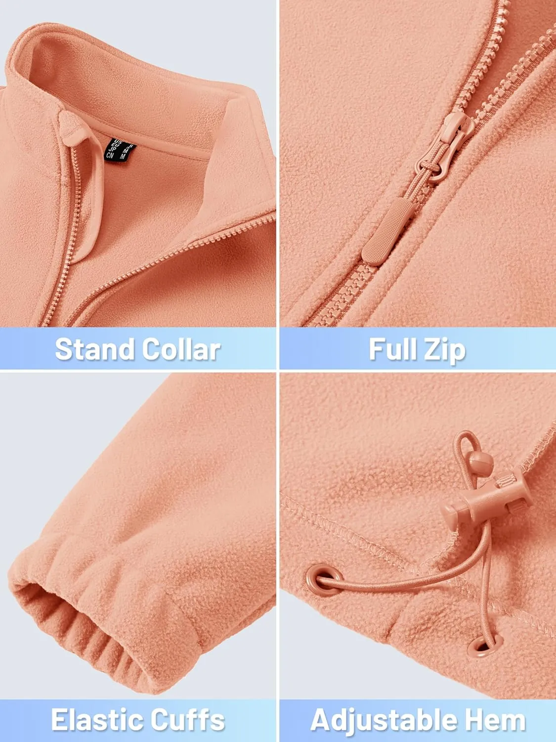 TACVASEN Women's Soft Fleece Jacket Lightweight Full Zip Sweatshirts Coat Casual Winter Warm Sweaters with Pockets