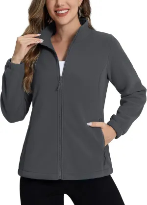 TACVASEN Women's Soft Fleece Jacket Lightweight Full Zip Sweatshirts Coat Casual Winter Warm Sweaters with Pockets
