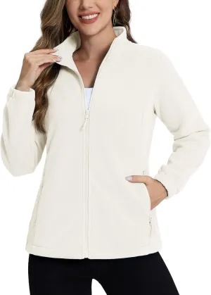 TACVASEN Women's Soft Fleece Jacket Lightweight Full Zip Sweatshirts Coat Casual Winter Warm Sweaters with Pockets