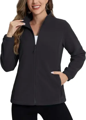 TACVASEN Women's Soft Fleece Jacket Lightweight Full Zip Sweatshirts Coat Casual Winter Warm Sweaters with Pockets