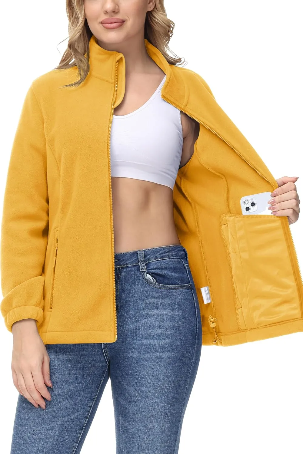 TACVASEN Women's Soft Fleece Jacket Lightweight Full Zip Sweatshirts Coat Casual Winter Warm Sweaters with Pockets