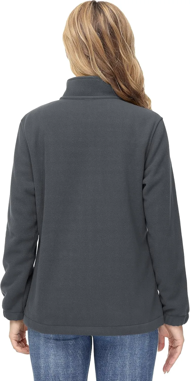 TACVASEN Women's Soft Fleece Jacket Lightweight Full Zip Sweatshirts Coat Casual Winter Warm Sweaters with Pockets