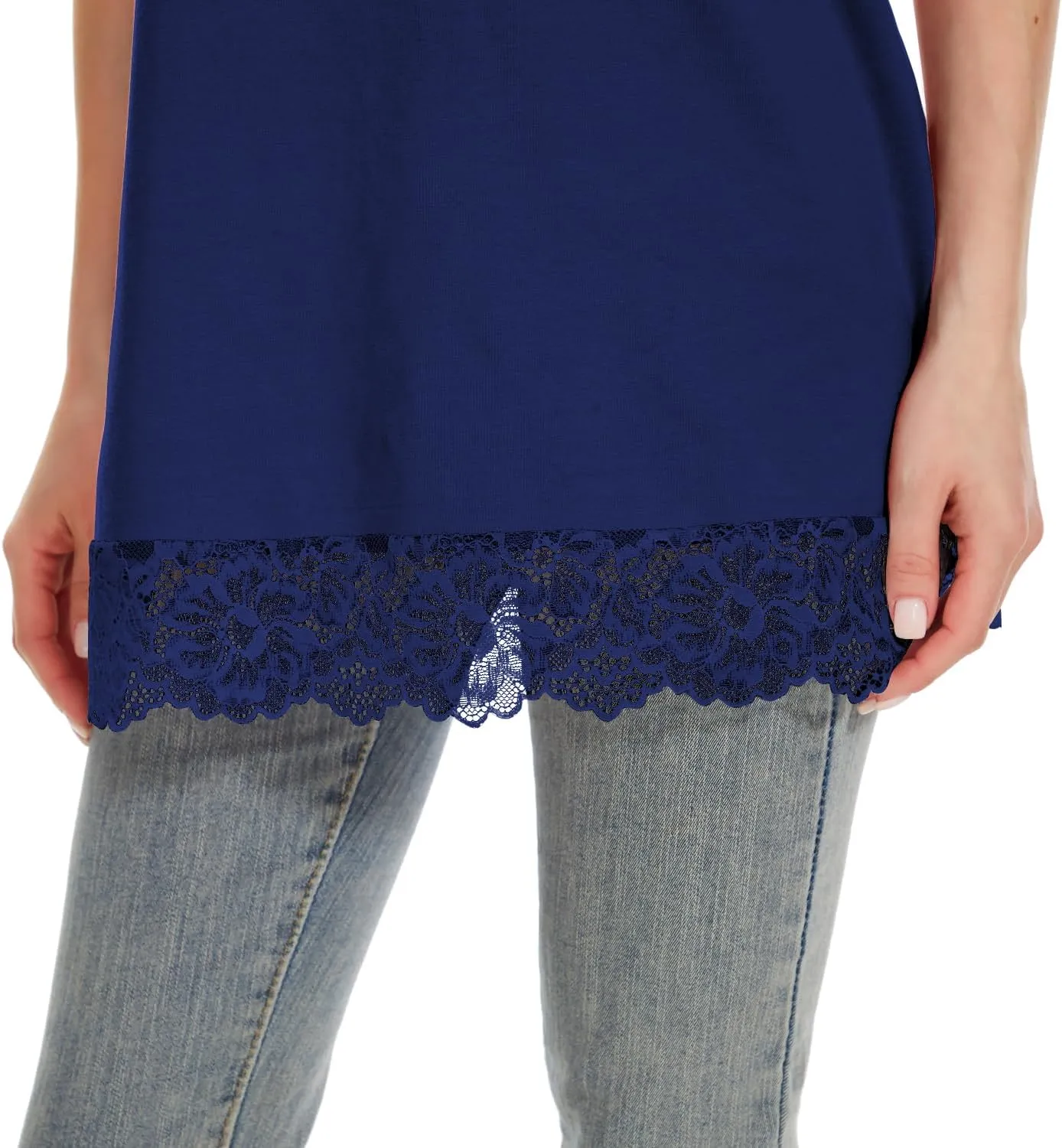 TAIPOVE Lace Camisole Tops for Women for Under Clothes Cotton Long Tank Shirt Extender Layering Sleeveless Tunic 2PKS