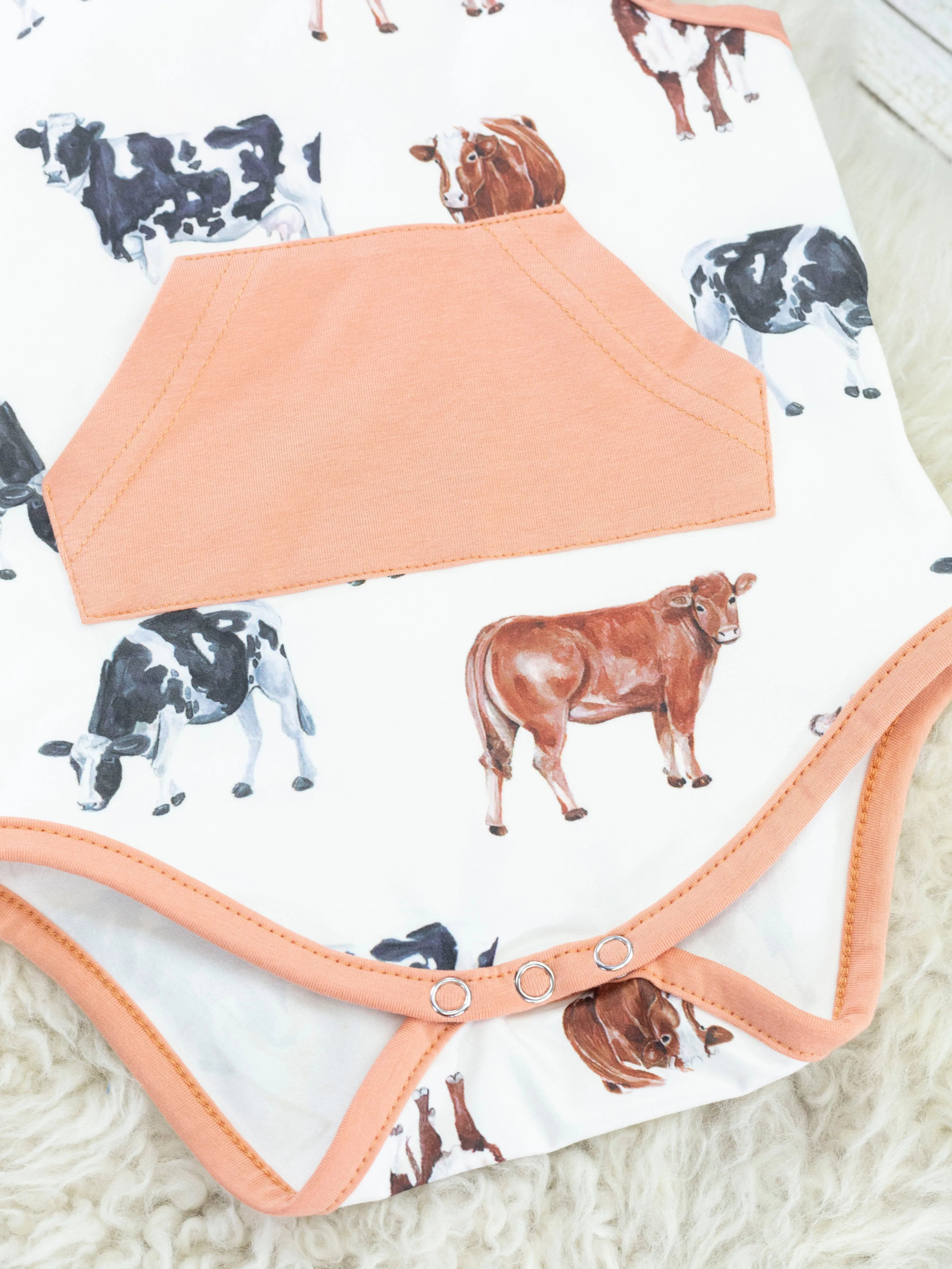 Tan Cow Hoodie Romper
