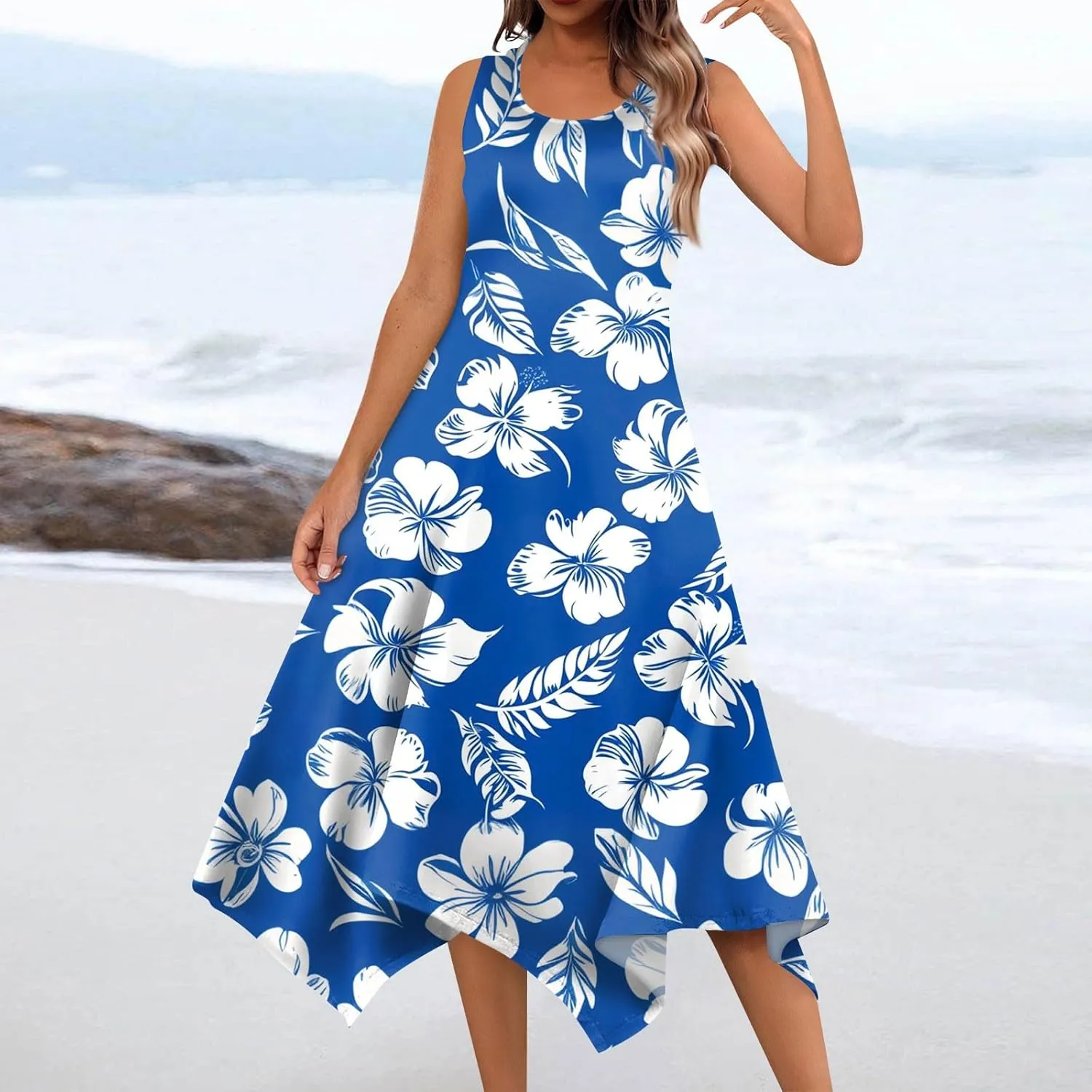 Tanks Spring Sundress Ladie's Plus Size Skiing Printing Dress Ladies Looses Crewneck Cozy Dresses