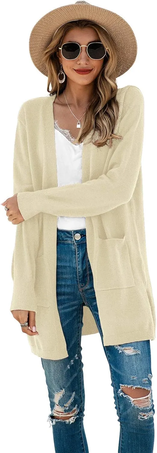 TASAMO Womens Color Block Striped Draped Kimono Cardigan Long Sleeve Open Front Casual Knit Sweaters Coat Soft Outwear