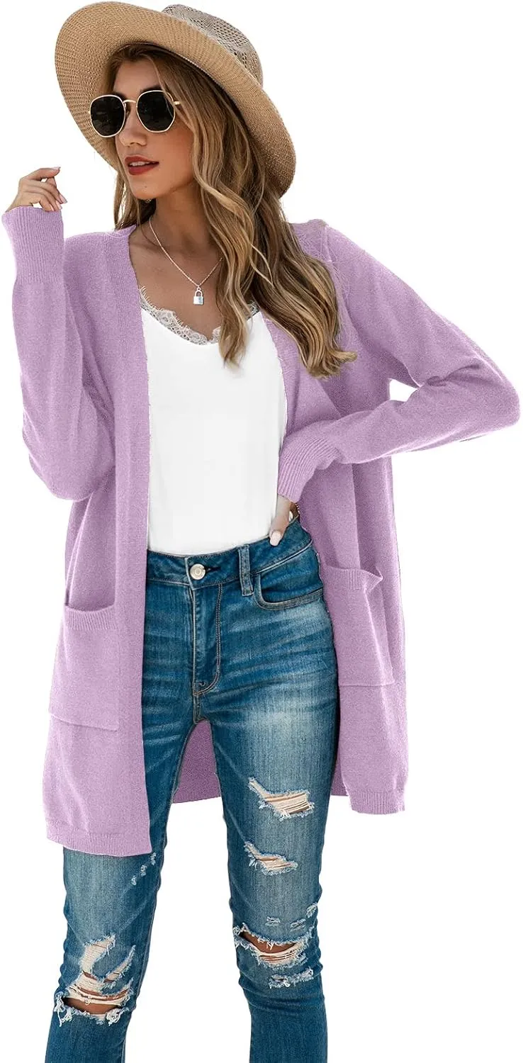 TASAMO Womens Color Block Striped Draped Kimono Cardigan Long Sleeve Open Front Casual Knit Sweaters Coat Soft Outwear