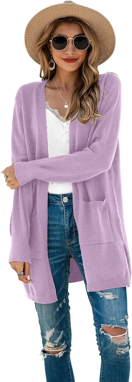 TASAMO Womens Color Block Striped Draped Kimono Cardigan Long Sleeve Open Front Casual Knit Sweaters Coat Soft Outwear
