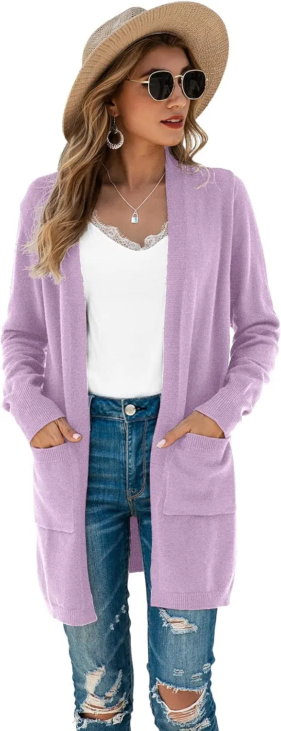 TASAMO Womens Color Block Striped Draped Kimono Cardigan Long Sleeve Open Front Casual Knit Sweaters Coat Soft Outwear