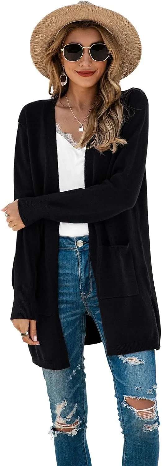 TASAMO Womens Color Block Striped Draped Kimono Cardigan Long Sleeve Open Front Casual Knit Sweaters Coat Soft Outwear