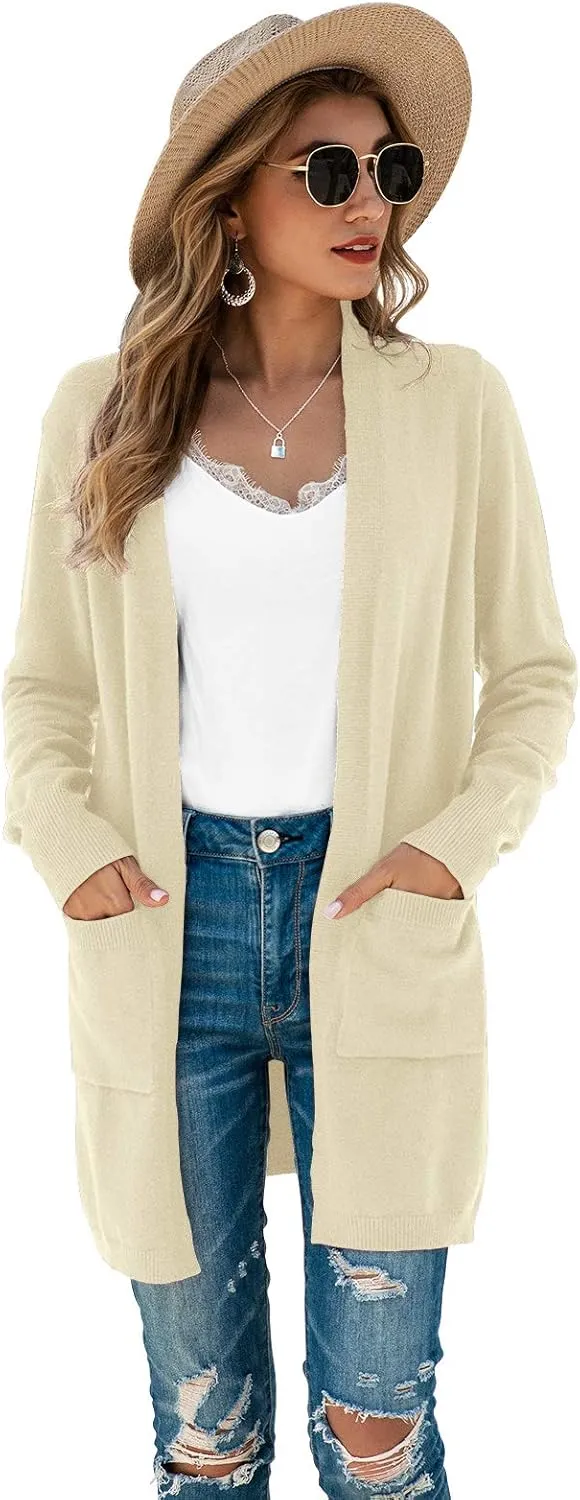 TASAMO Womens Color Block Striped Draped Kimono Cardigan Long Sleeve Open Front Casual Knit Sweaters Coat Soft Outwear