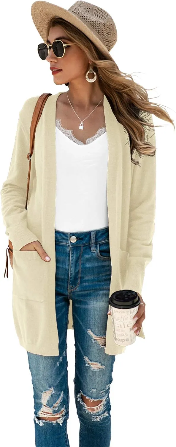 TASAMO Womens Color Block Striped Draped Kimono Cardigan Long Sleeve Open Front Casual Knit Sweaters Coat Soft Outwear