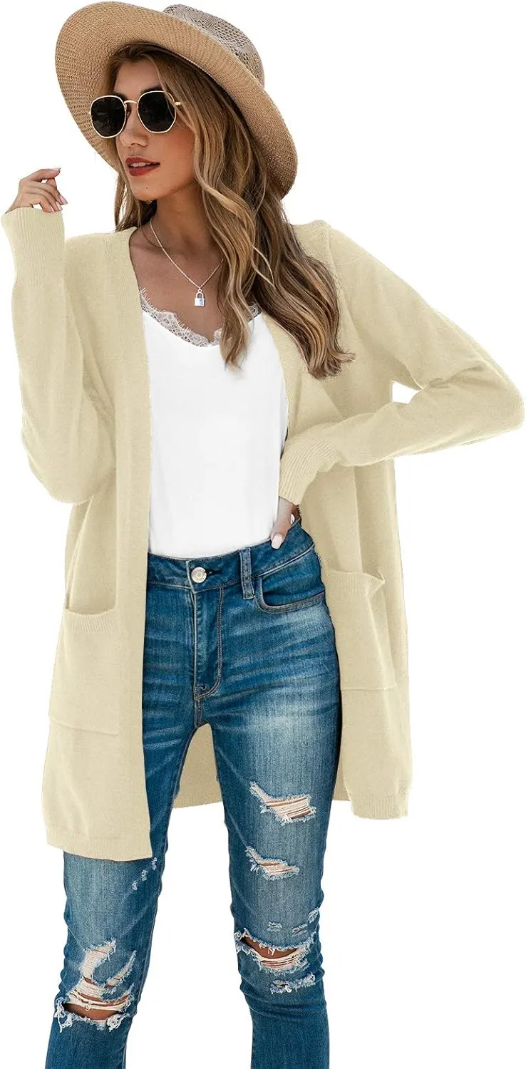 TASAMO Womens Color Block Striped Draped Kimono Cardigan Long Sleeve Open Front Casual Knit Sweaters Coat Soft Outwear