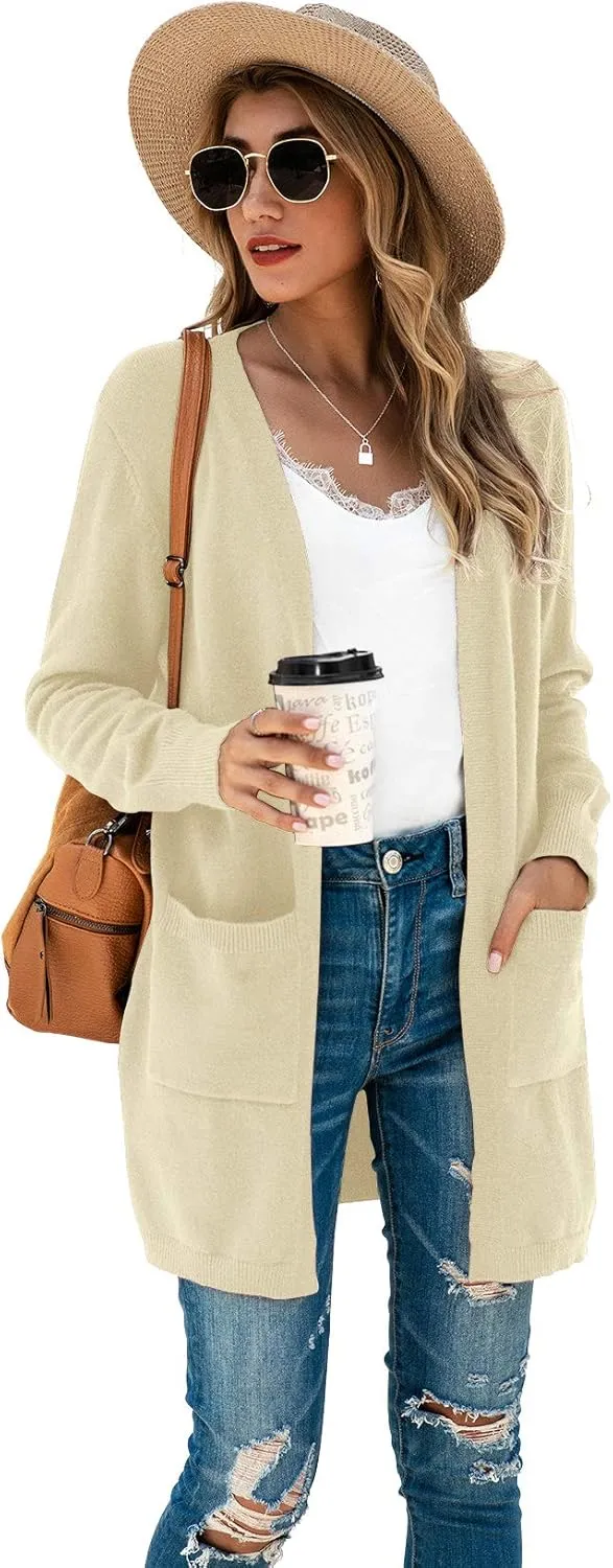 TASAMO Womens Color Block Striped Draped Kimono Cardigan Long Sleeve Open Front Casual Knit Sweaters Coat Soft Outwear