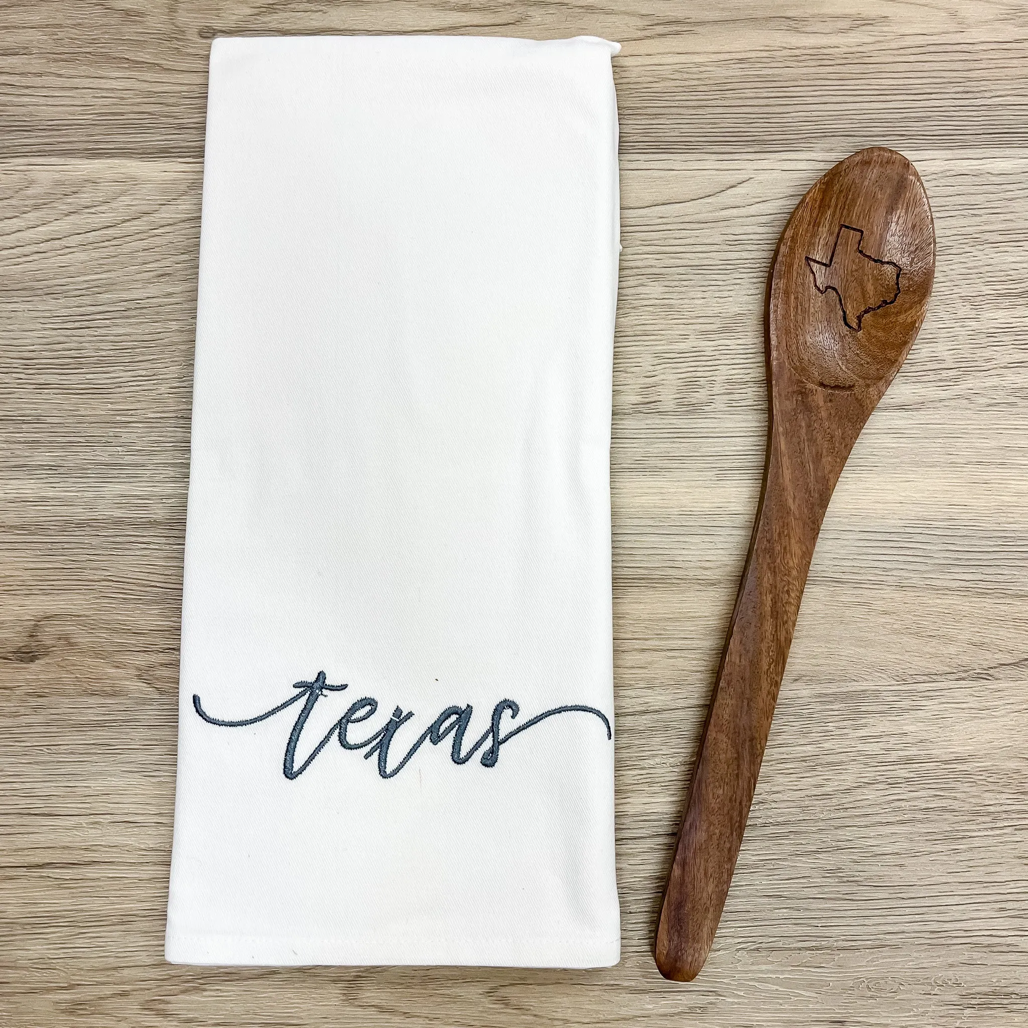 Texas Tea Towel and Wooden Spoon Set