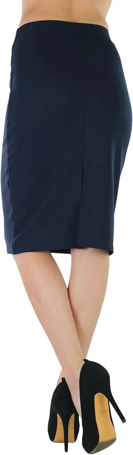 ToBeInStyle Women's Classic Bodycon Pencil Back Slit Scuba Skirt
