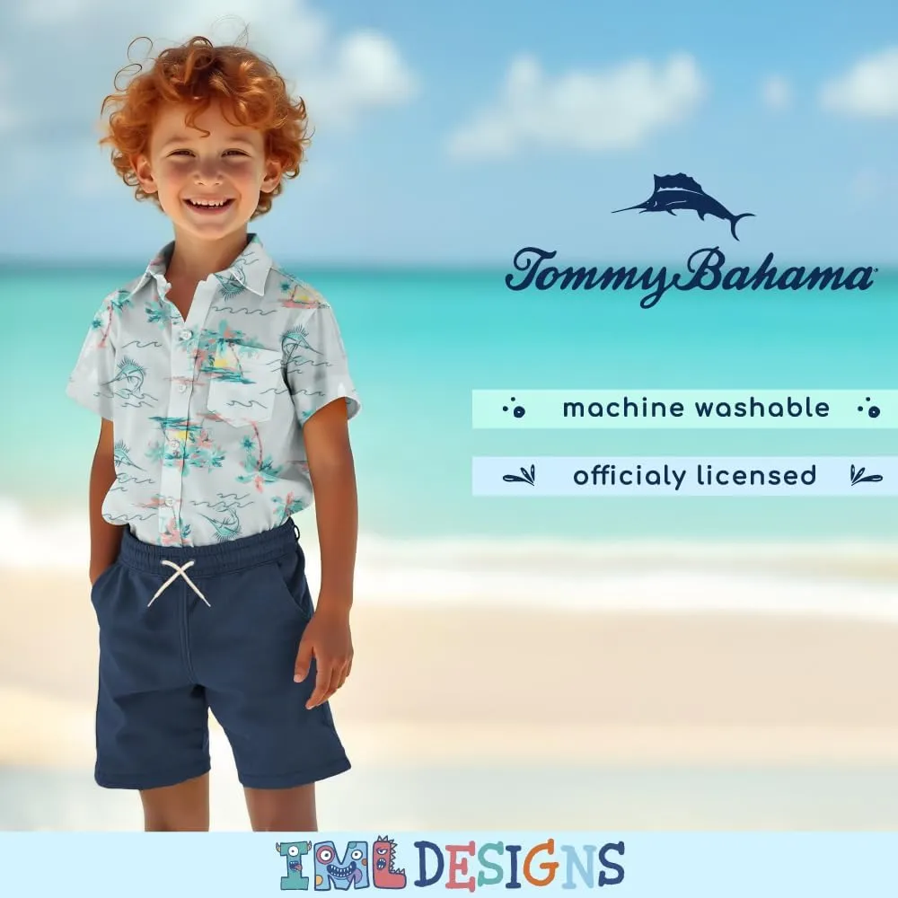 Tommy Bahama Boys Classic Woven Button-Down Shirt - Summer Short-Sleeve Hawaiian Shirt with Pocket for Kids