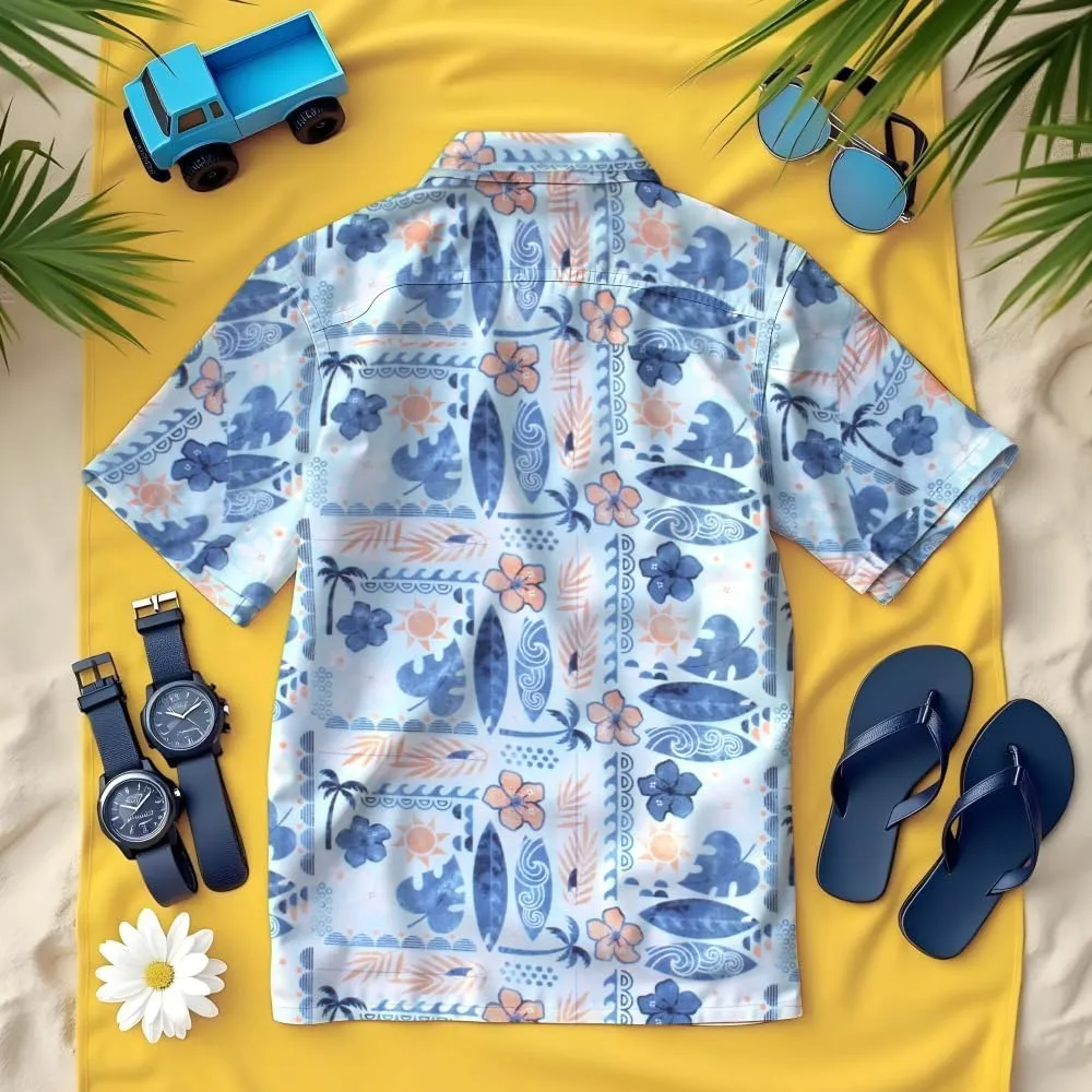 Tommy Bahama Boys Classic Woven Button-Down Shirt - Summer Short-Sleeve Hawaiian Shirt with Pocket for Kids