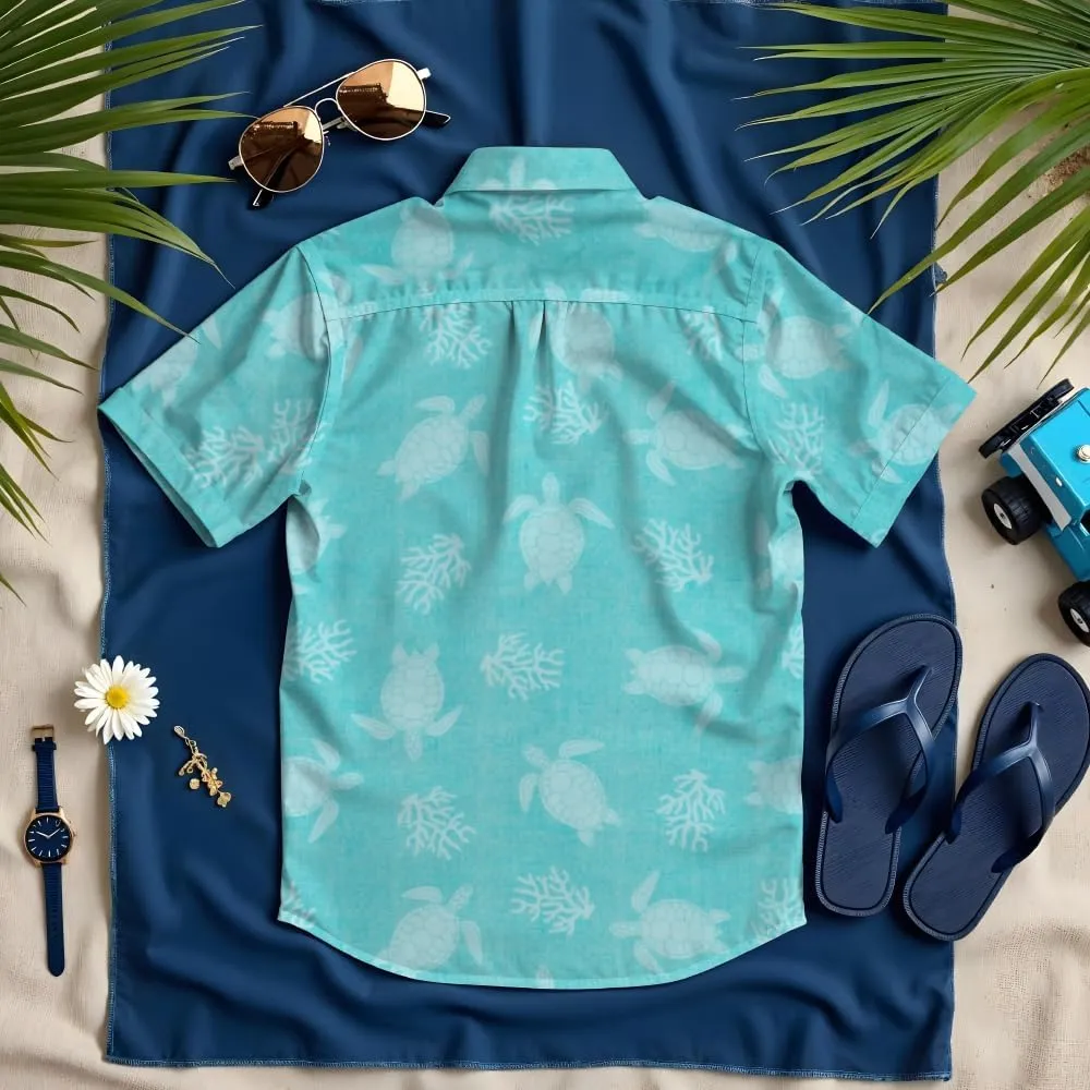 Tommy Bahama Boys Classic Woven Button-Down Shirt - Summer Short-Sleeve Hawaiian Shirt with Pocket for Kids