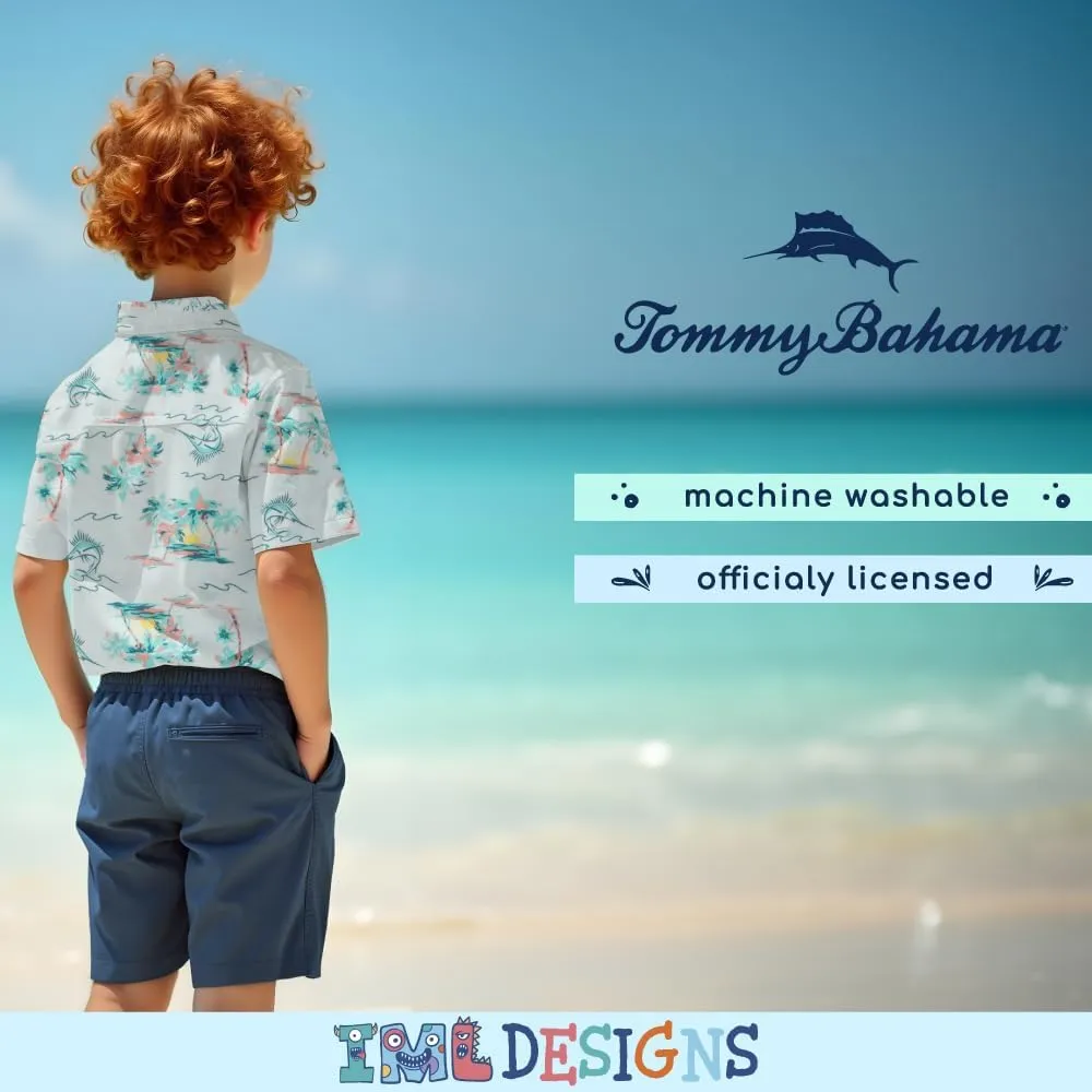 Tommy Bahama Boys Classic Woven Button-Down Shirt - Summer Short-Sleeve Hawaiian Shirt with Pocket for Kids