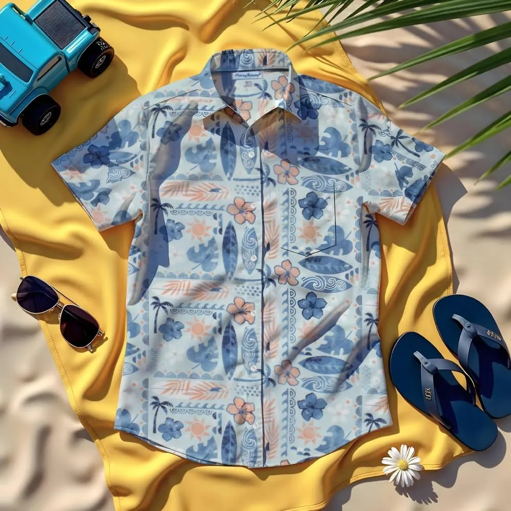 Tommy Bahama Boys Classic Woven Button-Down Shirt - Summer Short-Sleeve Hawaiian Shirt with Pocket for Kids