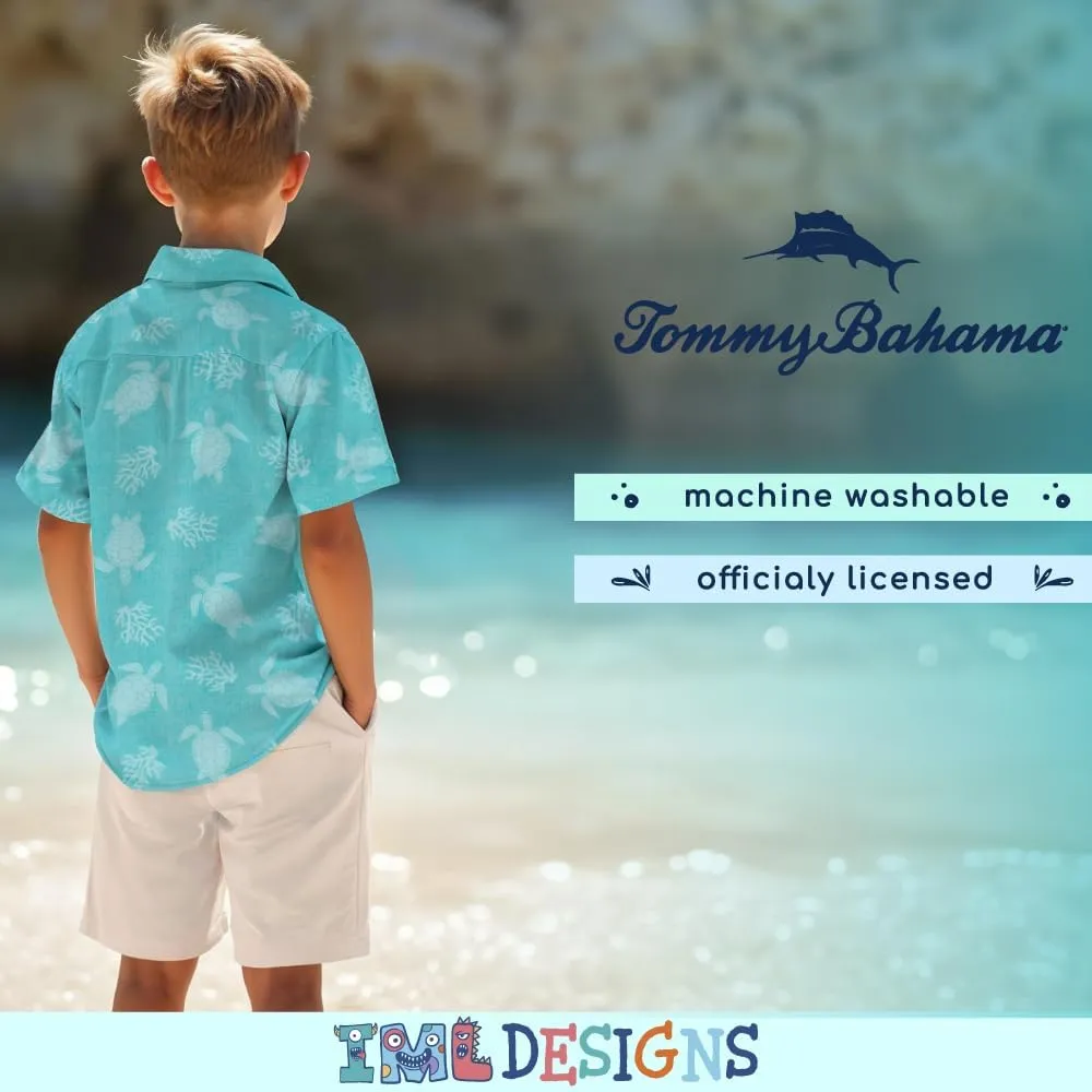 Tommy Bahama Boys Classic Woven Button-Down Shirt - Summer Short-Sleeve Hawaiian Shirt with Pocket for Kids