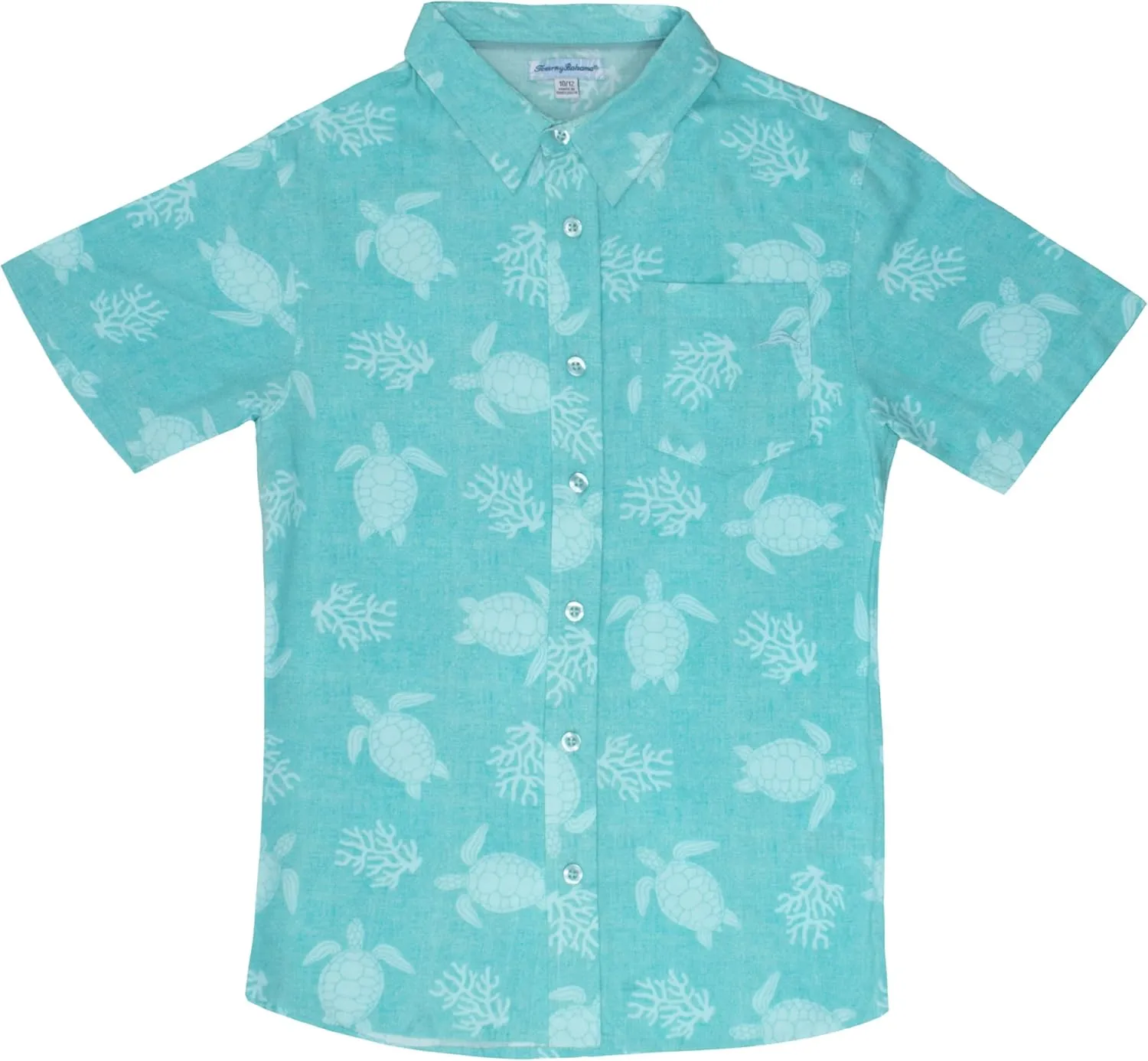 Tommy Bahama Boys Classic Woven Button-Down Shirt - Summer Short-Sleeve Hawaiian Shirt with Pocket for Kids
