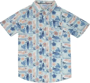 Tommy Bahama Boys Classic Woven Button-Down Shirt - Summer Short-Sleeve Hawaiian Shirt with Pocket for Kids