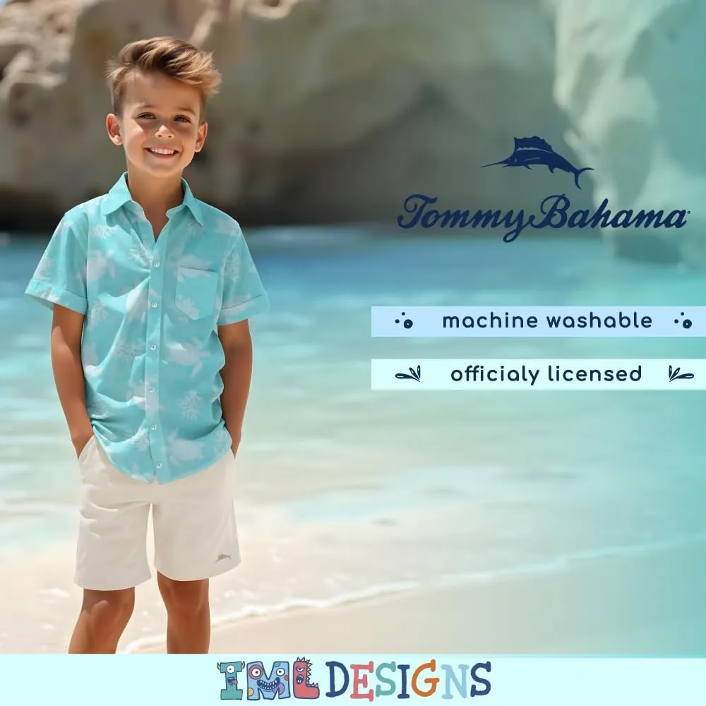 Tommy Bahama Boys Classic Woven Button-Down Shirt - Summer Short-Sleeve Hawaiian Shirt with Pocket for Kids