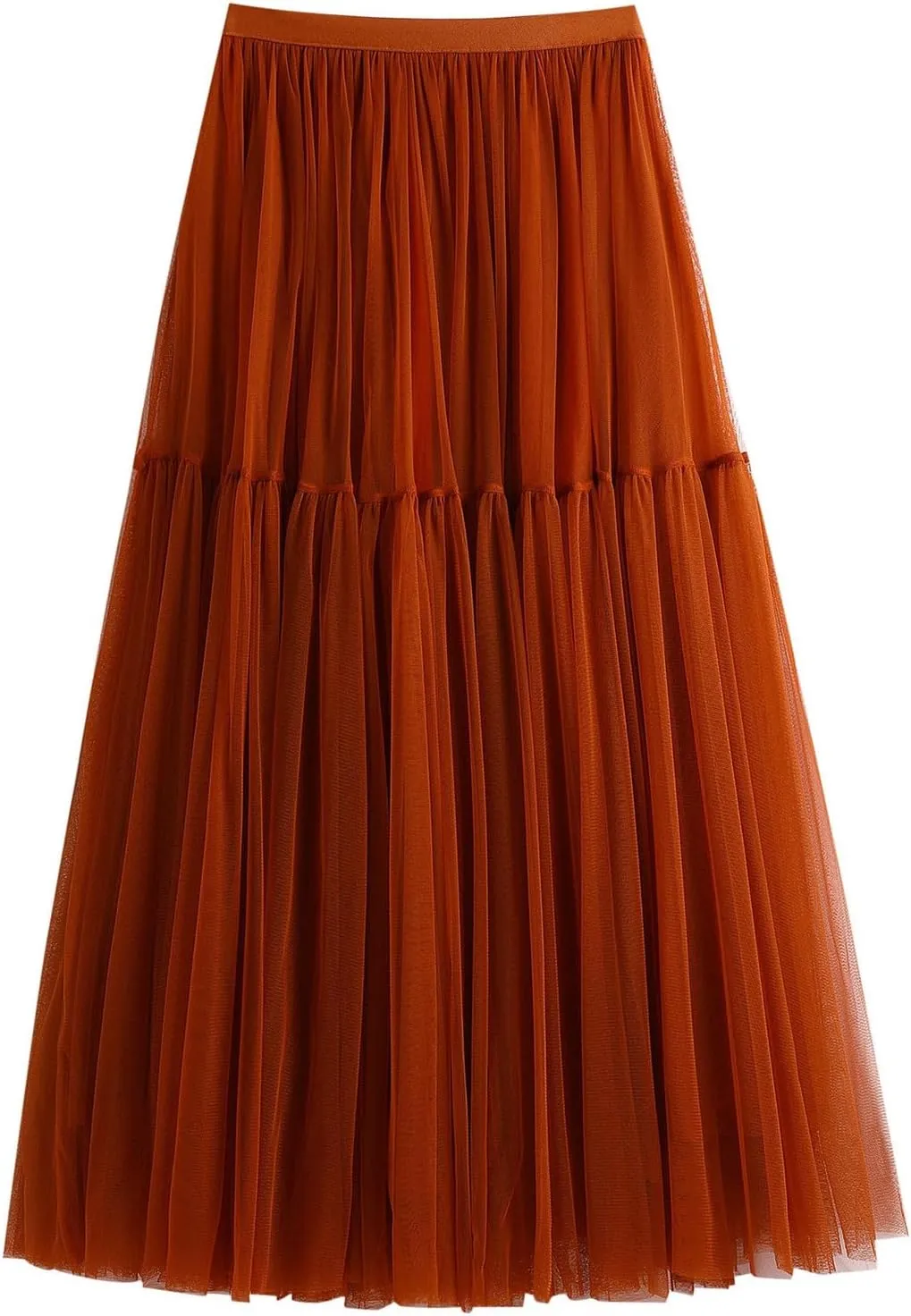 Tulle Skirts for Women Midi Long Fairy Skirt Tutu A-Line Mesh Layered High Elastic Waist Skirts Clothes for Women
