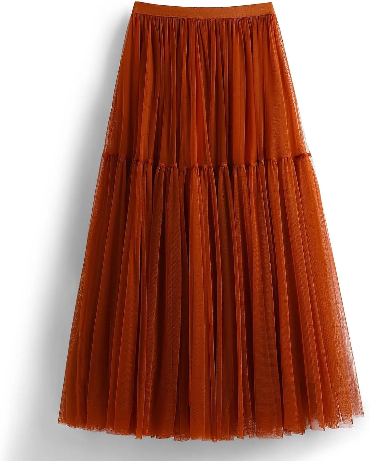 Tulle Skirts for Women Midi Long Fairy Skirt Tutu A-Line Mesh Layered High Elastic Waist Skirts Clothes for Women