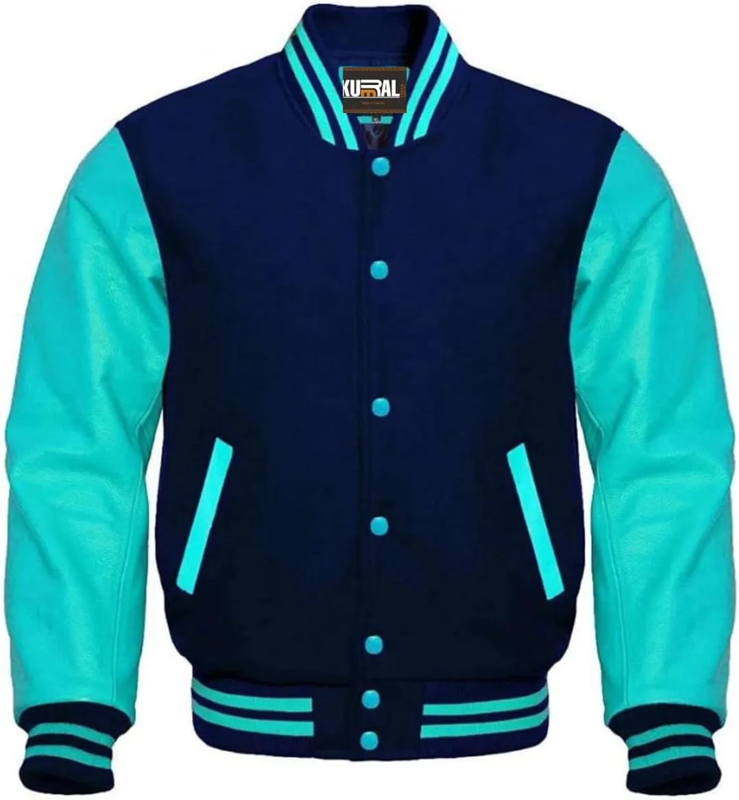 Varsity Jacket Baseball Letterman Jacket, Wool Body with Leather Sleeves Varsity Jacket For UNISEX