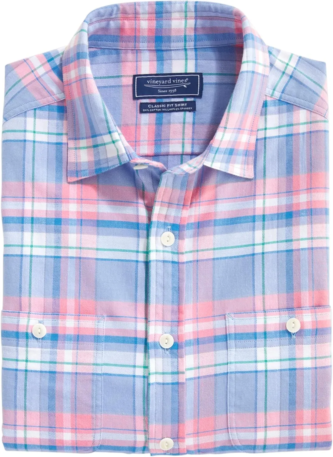 vineyard vines Men's Classic Fit Plaid Island Twill Button-Down Shirt