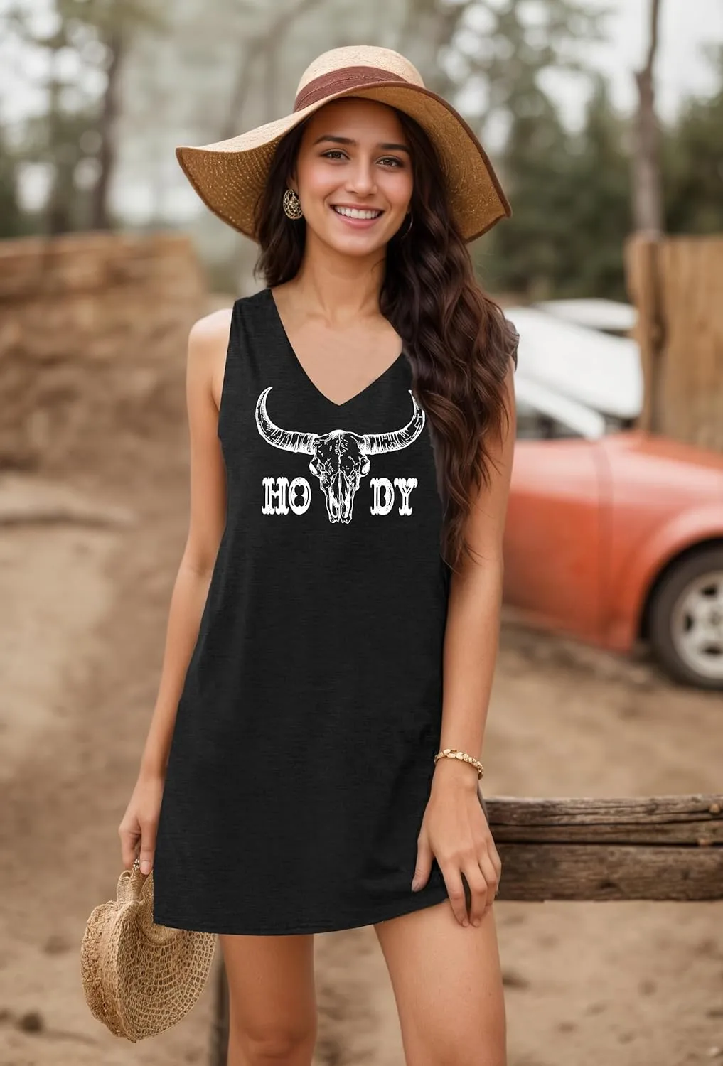 Western Dress for Women Rodeo Cowgirl Graphic Tees Vintage Country Concert Outfits Casual Short Sleeve