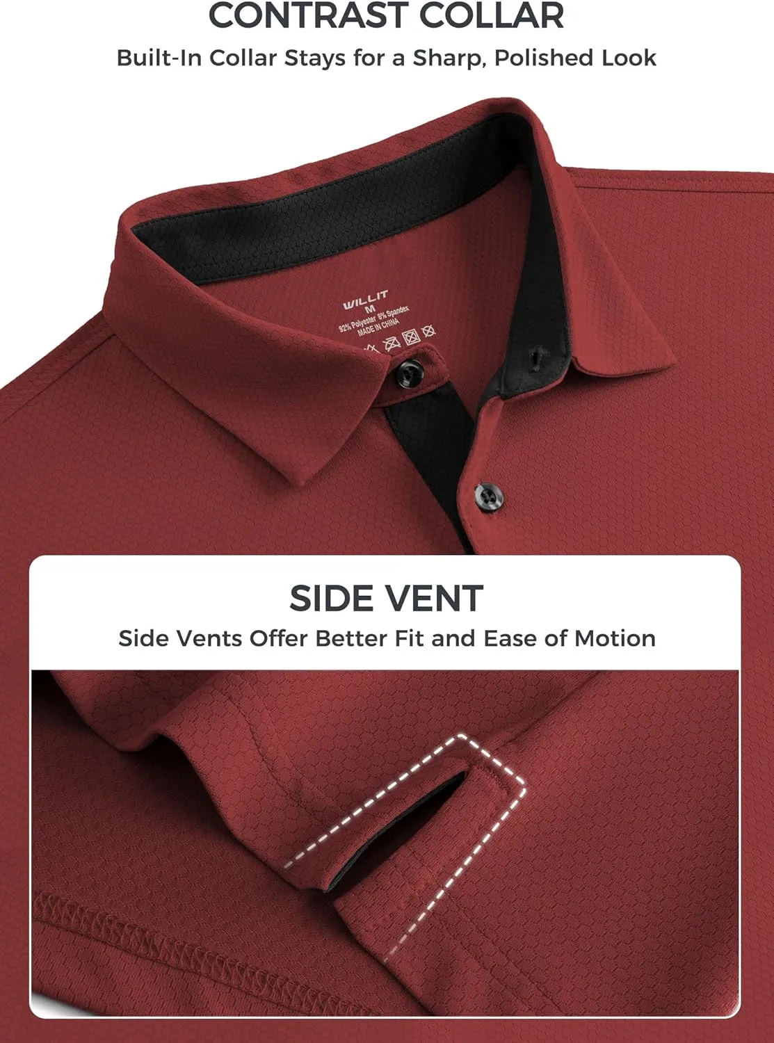 Willit Men's Golf Polo Shirts Short Sleeve Quick Dry Moisture Wicking Performance Classic Collared Casual