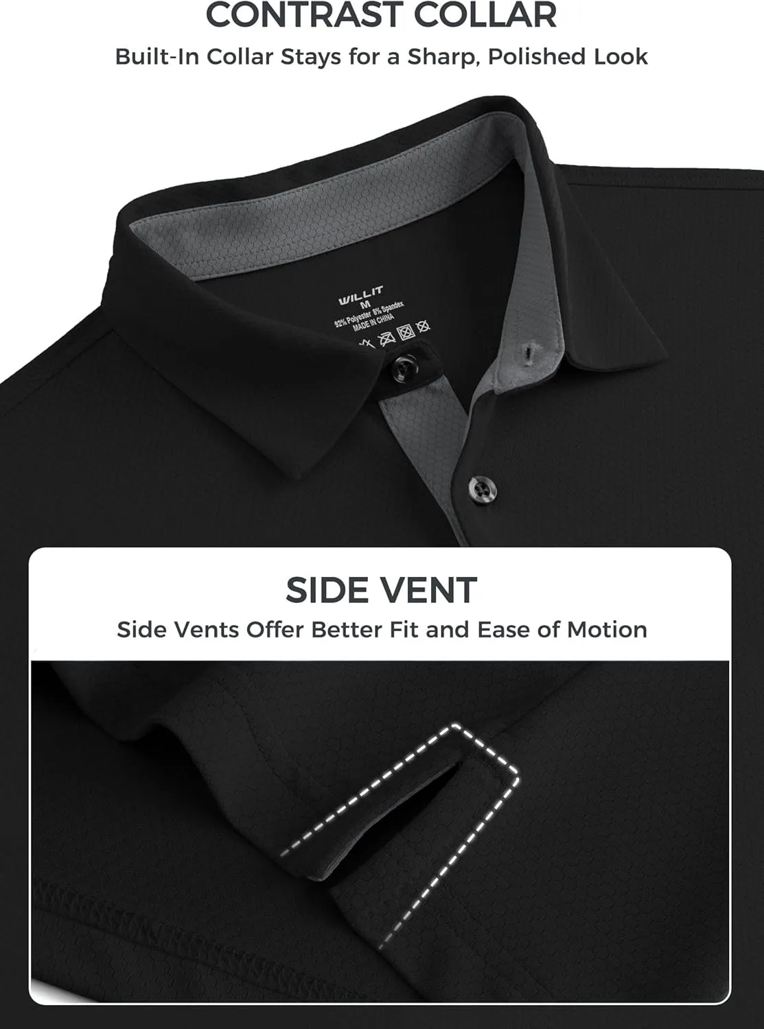 Willit Men's Golf Polo Shirts Short Sleeve Quick Dry Moisture Wicking Performance Classic Collared Casual