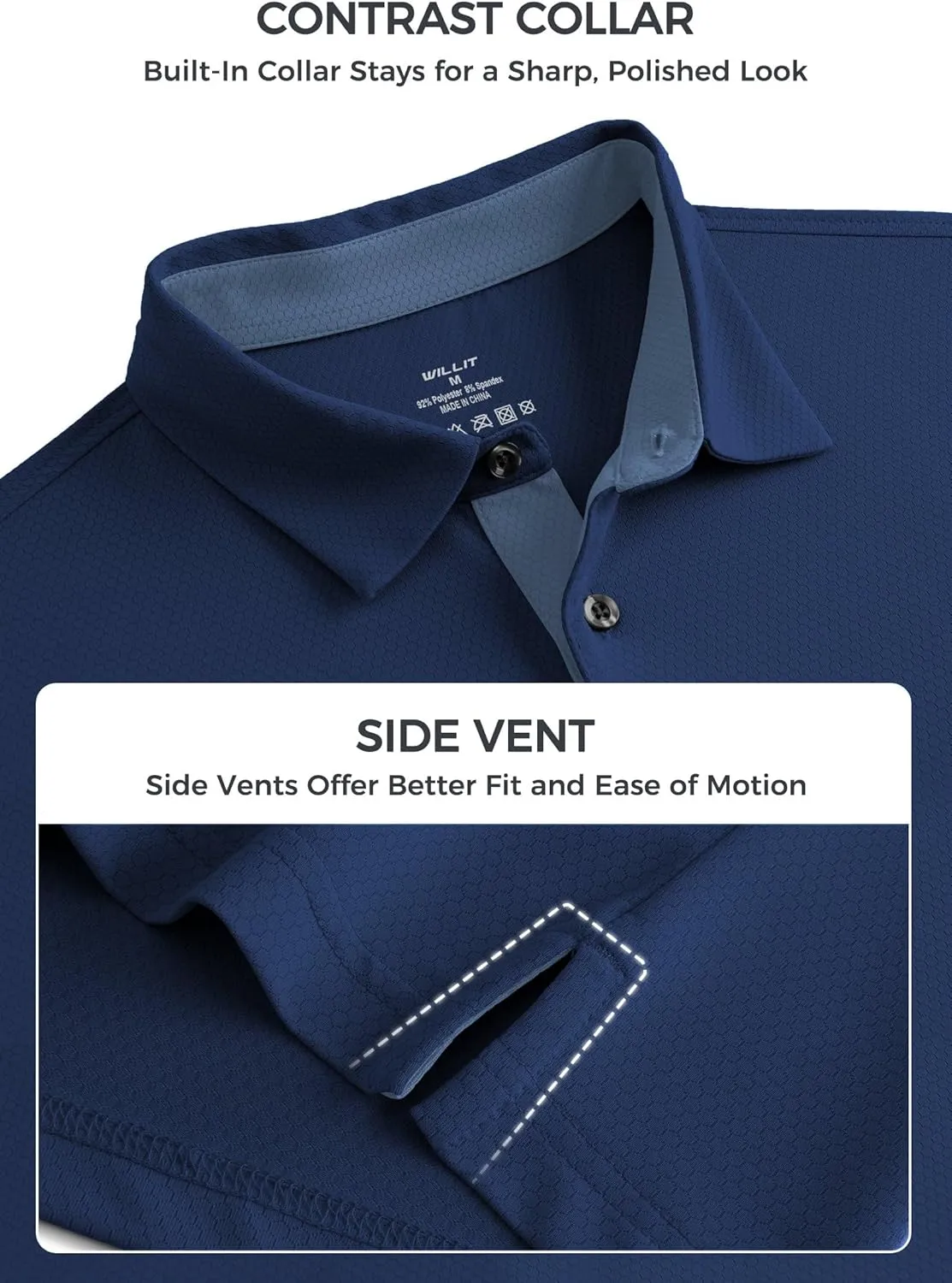 Willit Men's Golf Polo Shirts Short Sleeve Quick Dry Moisture Wicking Performance Classic Collared Casual