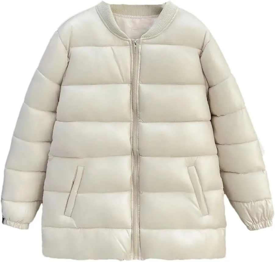 Winter Simple Thick Baseball Collar Cotton-Padded Coat Women's Warm Parka