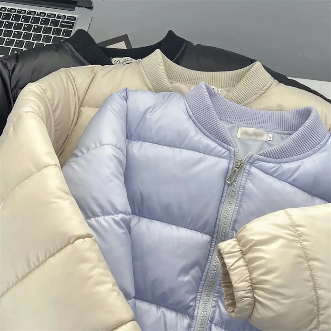 Winter Simple Thick Baseball Collar Cotton-Padded Coat Women's Warm Parka