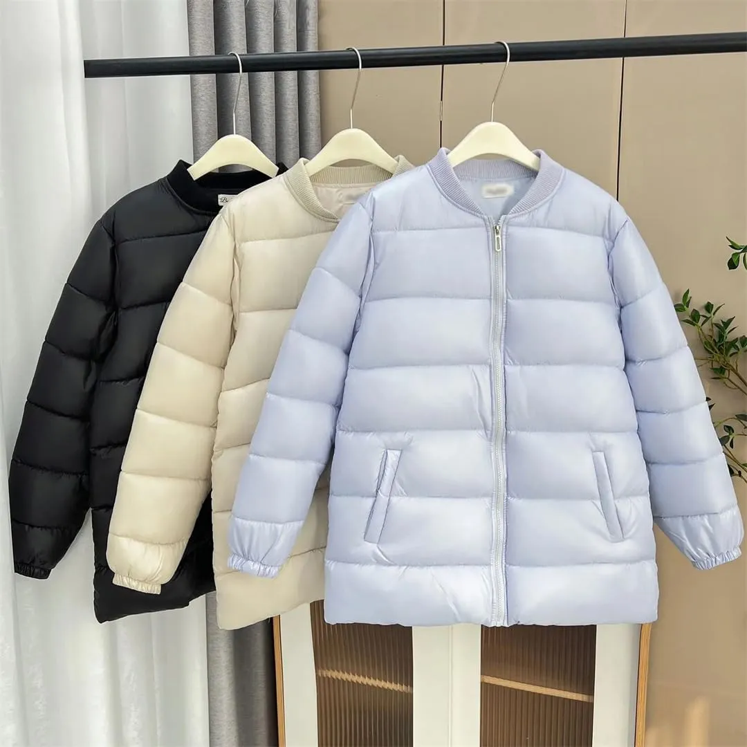 Winter Simple Thick Baseball Collar Cotton-Padded Coat Women's Warm Parka